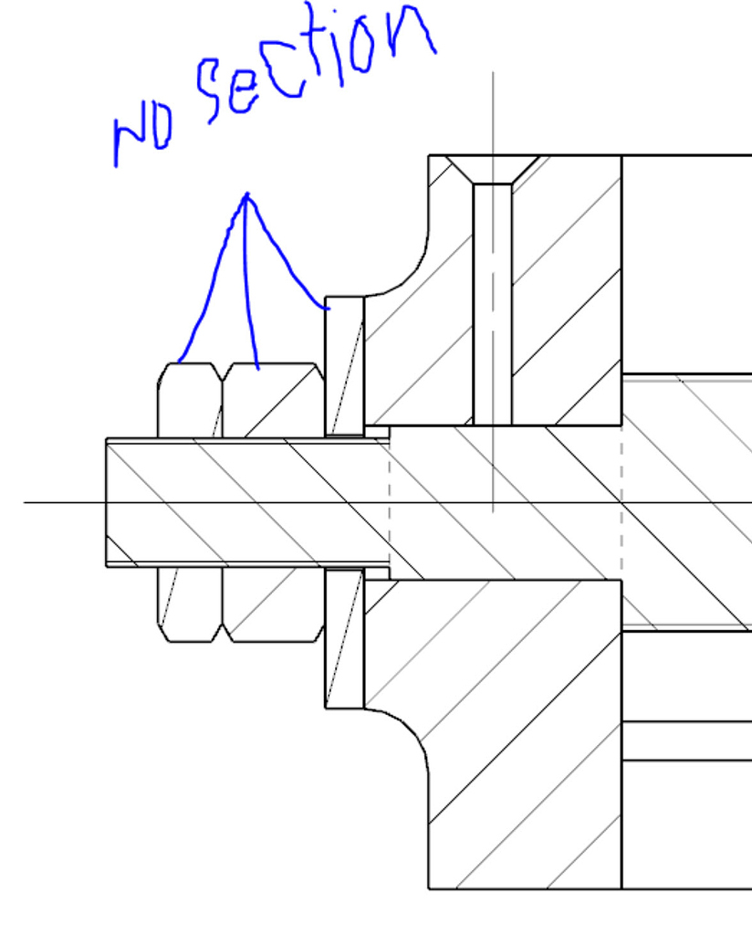 Exclude Parts from Sectioning in Assembly Drawing UG/NX