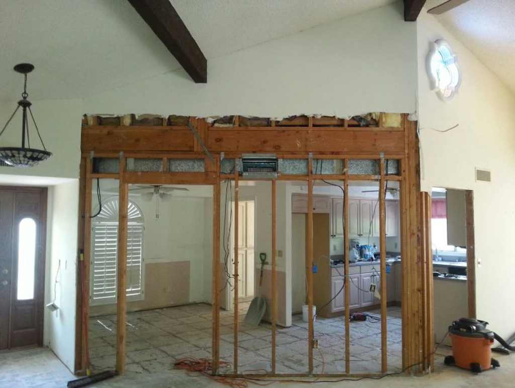 Connect Steel Plate to Existing Wood for Removing Load Bearing Wall